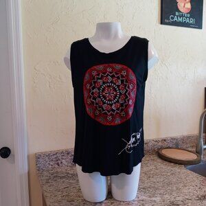 Desigual Tank Top with Embroidered Mandala EUC